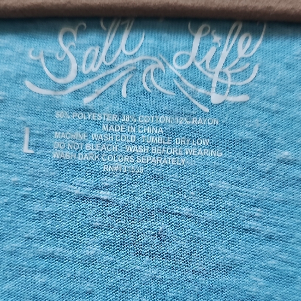 Salt Life Aqua Tee With Anchor Script View 3